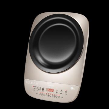 美的（Midea）电磁炉家用凹面大火力爆炒立体匀火家用电炒灶IH2105U 金色